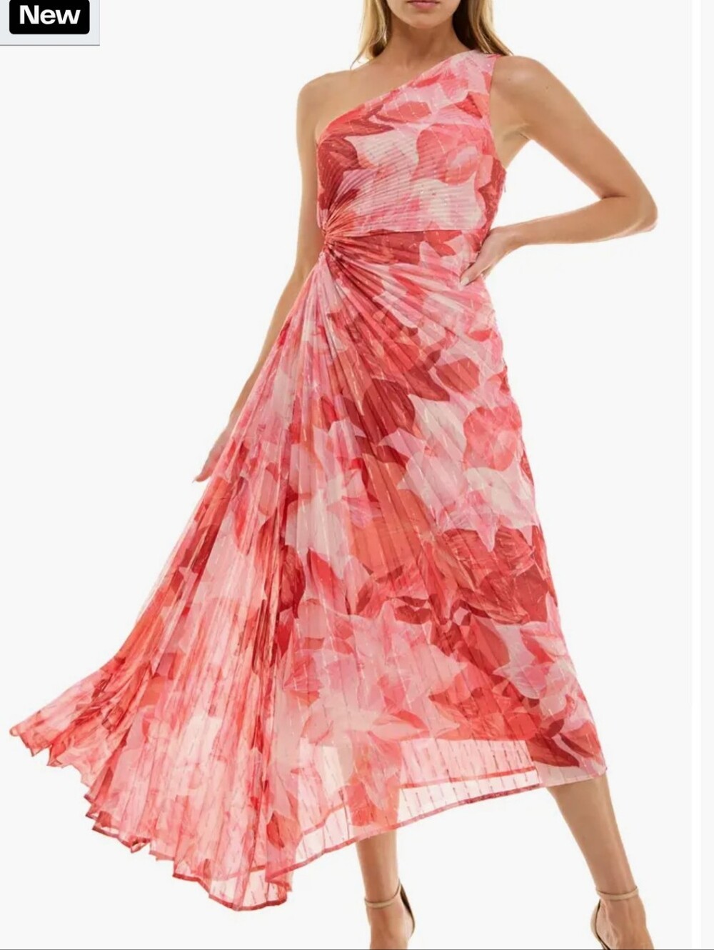 Pink One Shoulder Midi Dress, NWT